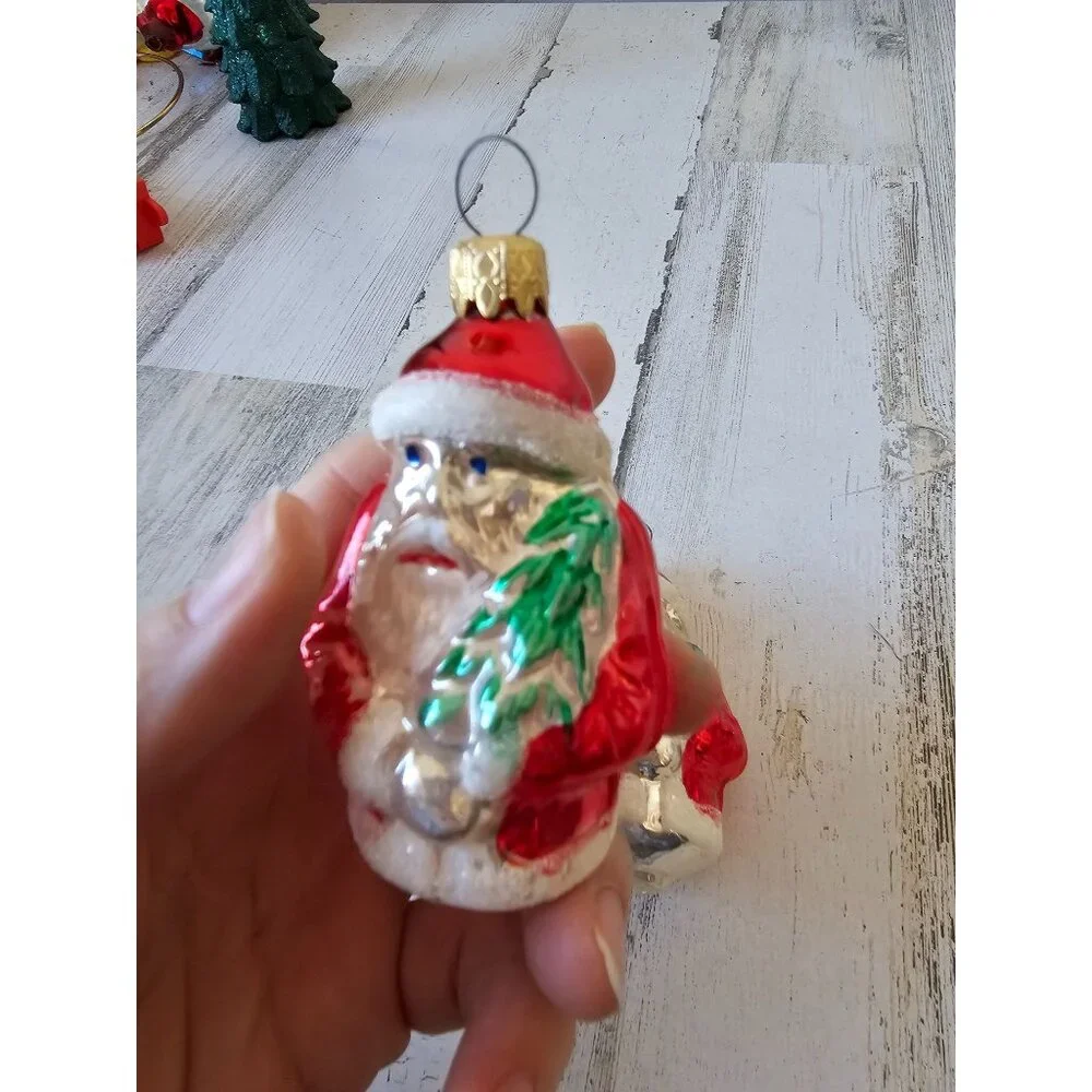 Vintage West Germany Santa tree‎ Glass Mercury ornament figural Xmas tree